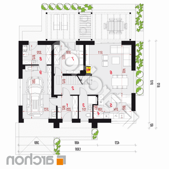 Dom w balsamowcach 18 (GE) | rzut parteru