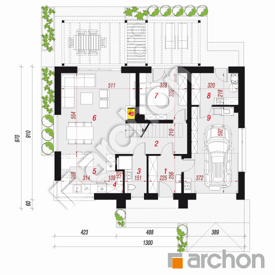 Dom w balsamowcach 18 (GE) | rzut parteru