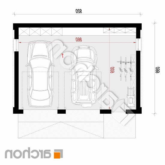 Garaż 2-stanowiskowy G39 | rzut parteru