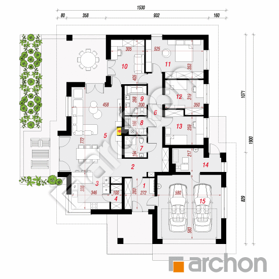 Dom w jonagoldach 3 (G2) | rzut parteru