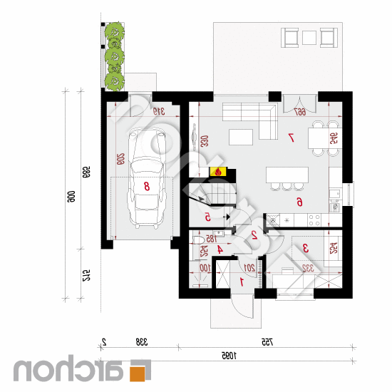 Dom w arkadiach 3 (GB) | rzut parteru