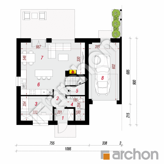 Dom w arkadiach 3 (GB) | rzut parteru