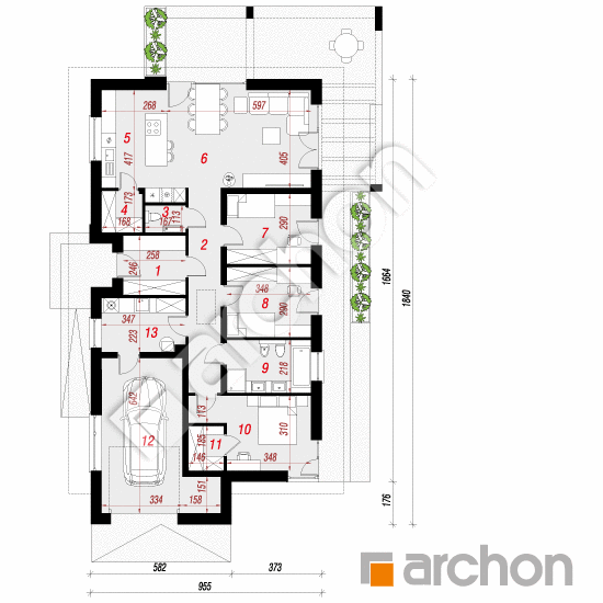 Dom w barwinkach 2 | rzut parteru