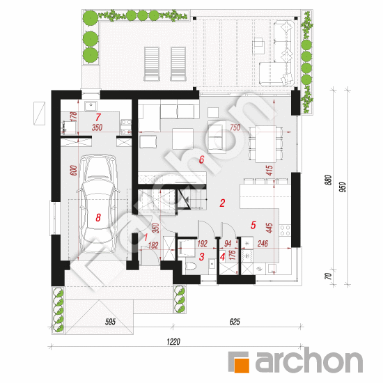 Dom w aurorach 24 (GE) OZE | rzut parteru