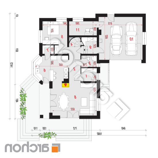 Dom pod mahoniowcem ver.2 | rzut parteru