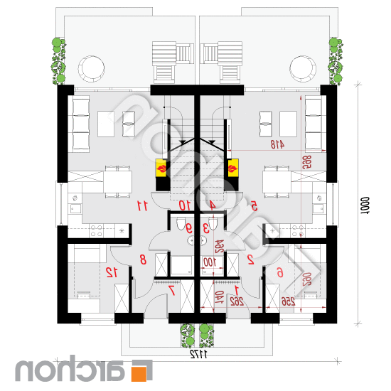 Dom w tunbergiach (R2) | rzut parteru