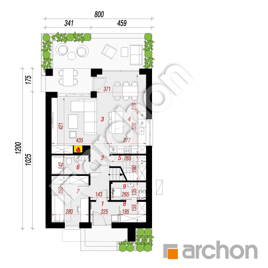 Dom w arbuzach 4 (E) OZE | rzut parteru