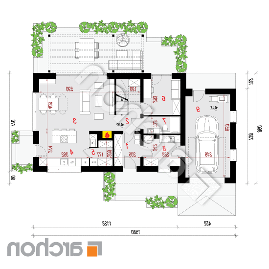 Dom w ostrokrzewie 2 (G) | rzut parteru