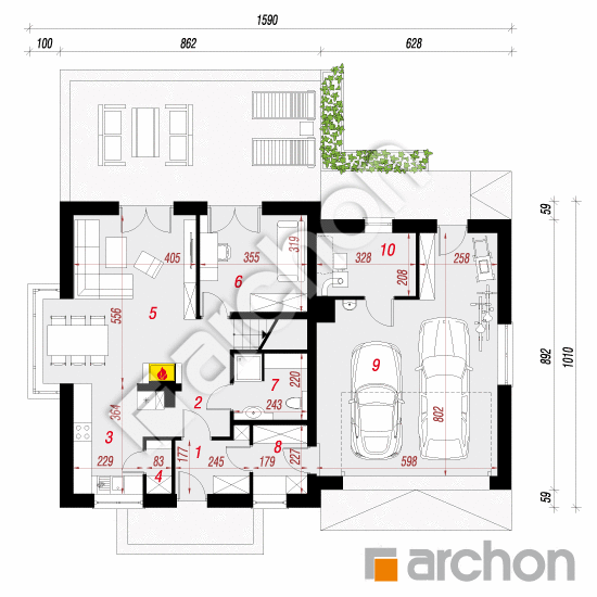 Dom w rododendronach 20 (G2N) | rzut parteru