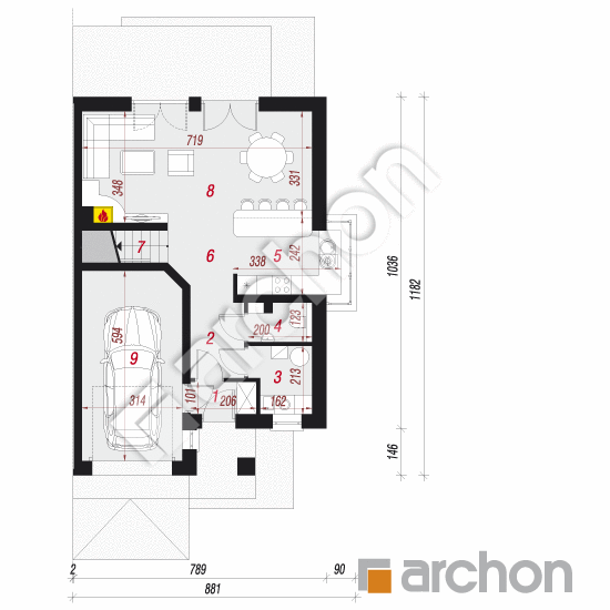 Dom w klematisach 8 (B) ver.3 | rzut parteru