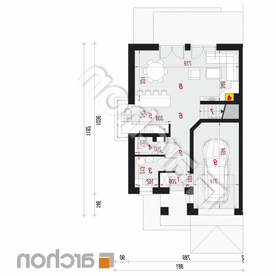 Dom w klematisach 8 (B) ver.3 | rzut parteru