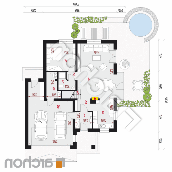 Dom w świetliku (G2N) | rzut parteru