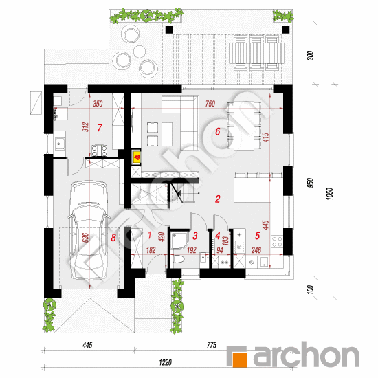 Dom w aurorach 22 (GE) OZE | rzut parteru