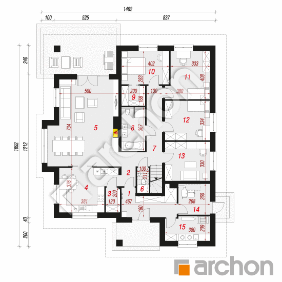 Dom w jonagoldach 2 (T) | rzut parteru