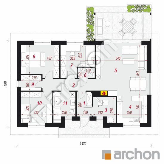 Dom w kostrzewach 4 | rzut parteru