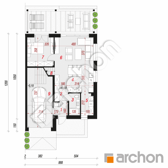 Dom w narcyzach 7 (B) | rzut parteru