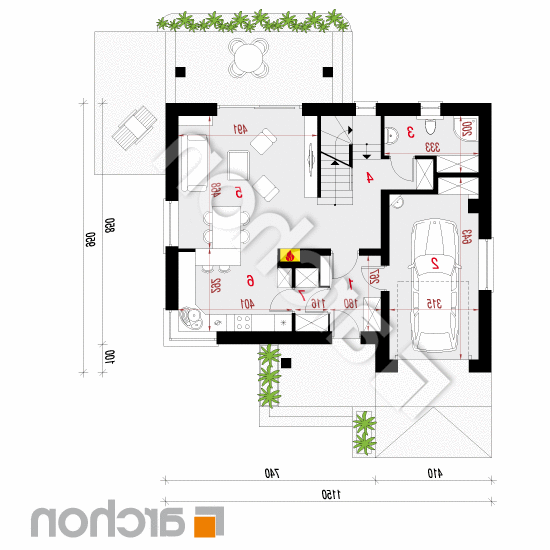 Dom w jabłonkach (P) | rzut parteru