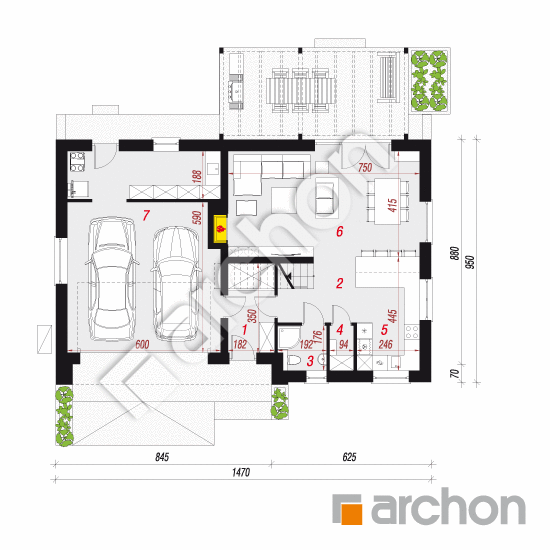 Dom w aurorach 14 (G2E) OZE | rzut parteru