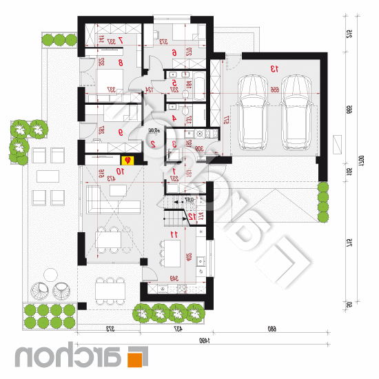 Dom w kosaćcach 33 (G2E) OZE | rzut parteru