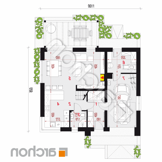 Dom w aurorach 25 (G) | rzut parteru