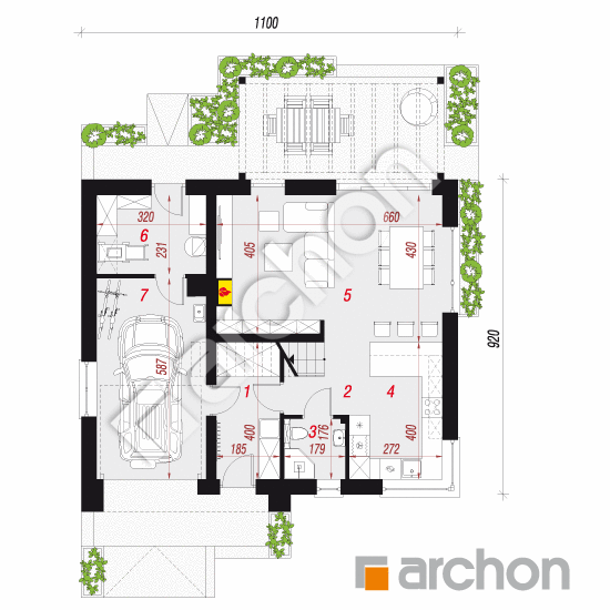 Dom w aurorach 25 (G) | rzut parteru