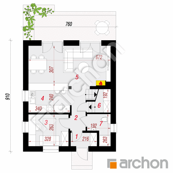 Dom w arkadiach | rzut parteru