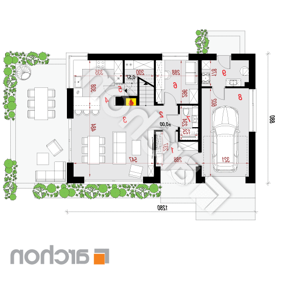 Dom w malinówkach 25 (GE) | rzut parteru