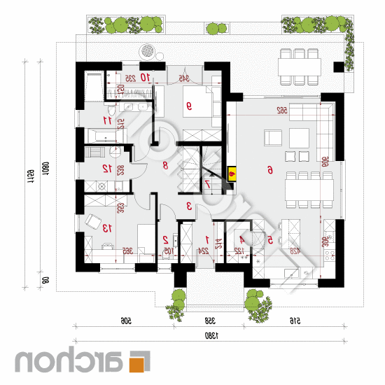 Dom w modrzykach 4 | rzut parteru