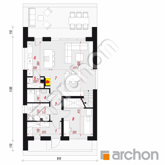 Dom w kronselkach 4 (E) | rzut parteru