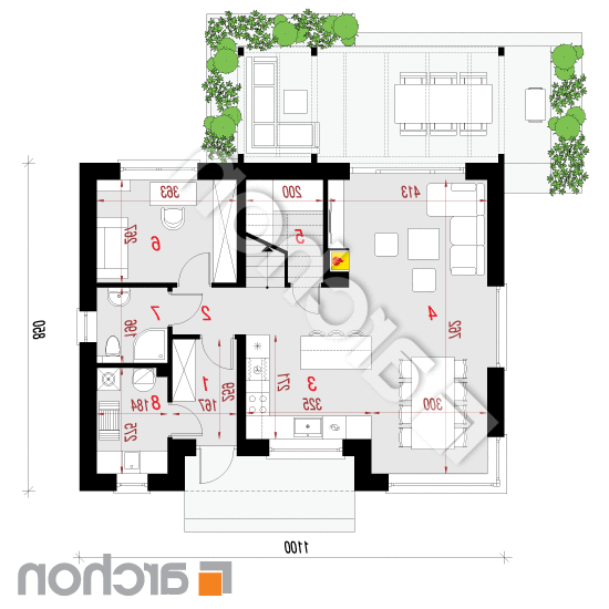 Dom w wisteriach 8 (N) | rzut parteru