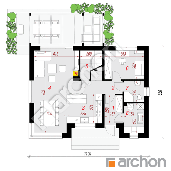 Dom w wisteriach 8 (N) | rzut parteru