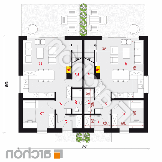 Dom w tunbergiach 3 (R2) | rzut parteru