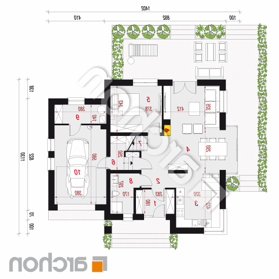 Dom w rododendronach 27 | rzut parteru