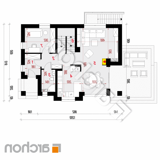 Dom w cynobrówkach (P) | rzut parteru