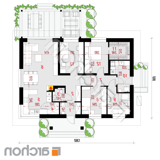 Dom w leszczynowcach 6 (E) OZE | rzut parteru