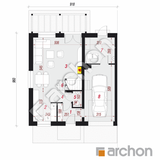 Dom w cyklamenach 5 (B) ver.2 | rzut parteru