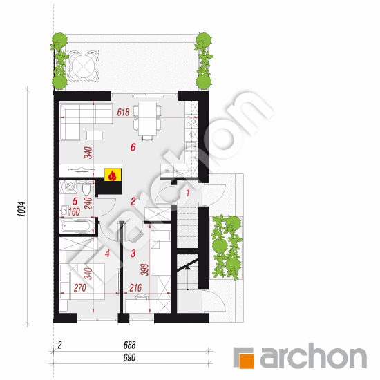 Dom w omanach 2 (R2B) | rzut parteru