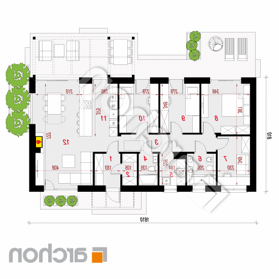 Dom w kosaćcach 6 (N) | rzut parteru