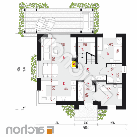 Dom w zielistkach (A) | rzut parteru