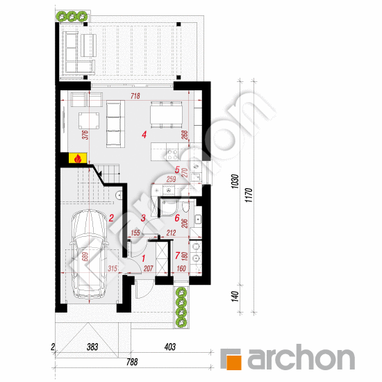 Dom w narcyzach 8 (B) | rzut parteru