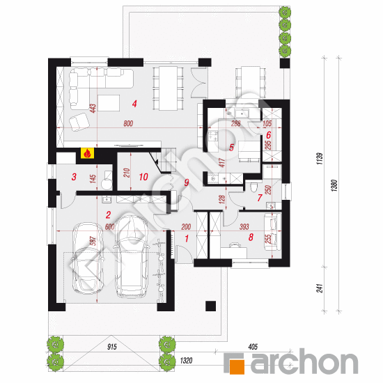 Dom w bzach 2 (G2) | rzut parteru