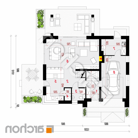 Dom w aurorach 7 (E) | rzut parteru