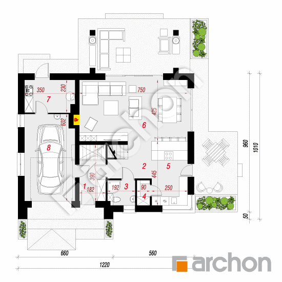 Dom w aurorach 7 (E) | rzut parteru