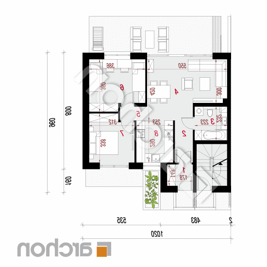 Dom przy skwerze 3 (R2BA) | rzut parteru