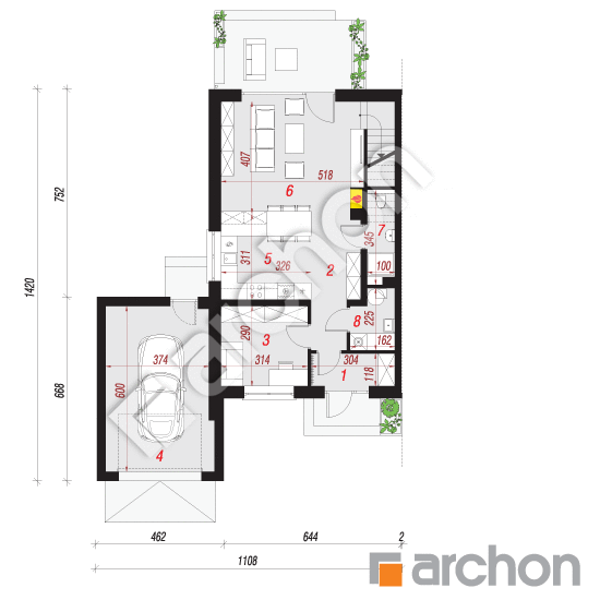 Dom w tunbergiach 5 (GB) | rzut parteru