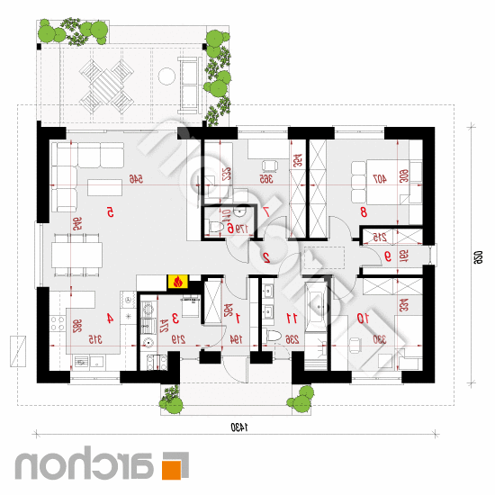 Dom w kostrzewach 4 (E) OZE | rzut parteru