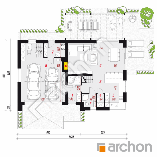 Dom w aurorach 14 (G2E) | rzut parteru