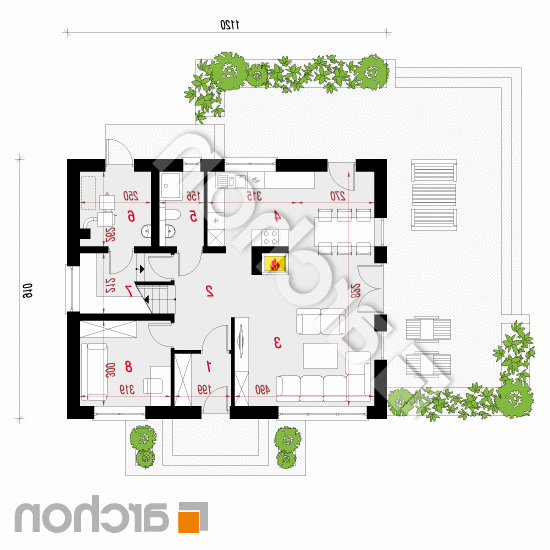 Dom w rododendronach 16 (W) | rzut parteru