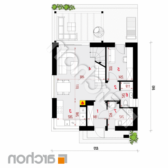 Dom - Miniaturka 3 (A) | rzut parteru