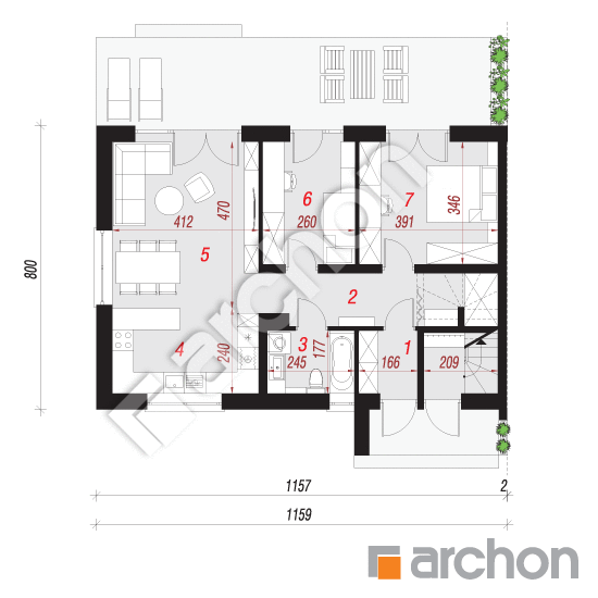 Dom w halezjach 6 (R2B) | rzut parteru